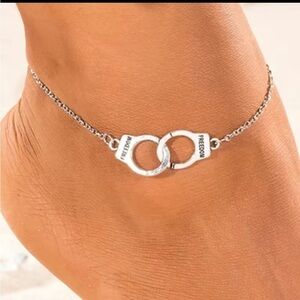 New! Cute! Freedom Handcuff Anklet Silver